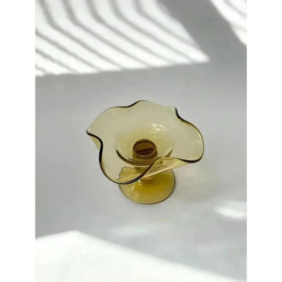 Viking Glass Amber Pedestal Compote Dish - Picture 6 of 10